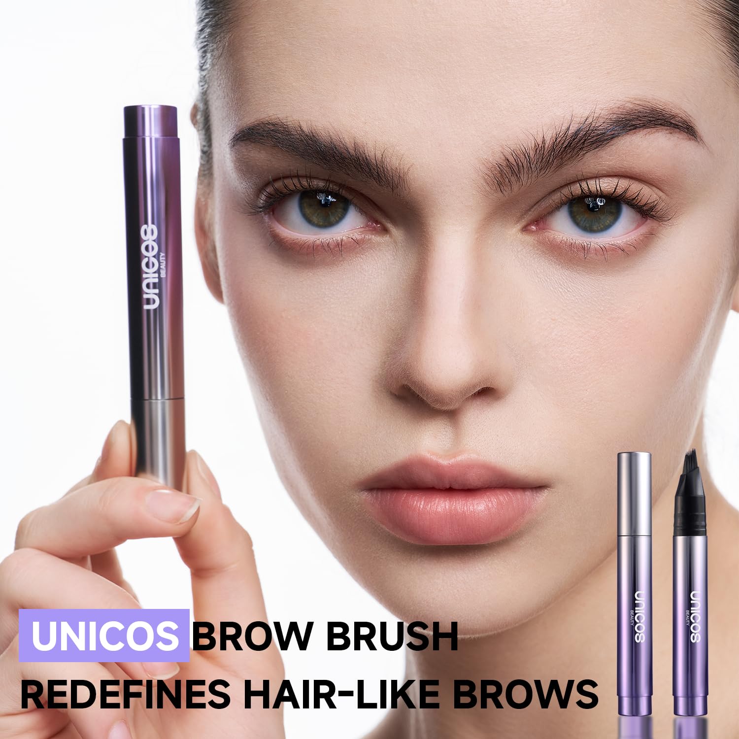 Unicos Eyebrow Pen, Angled Brow Brush, Eyebrow Pencils for Women, Natural Brow Pen, Hair-Like Strokes, 24hrs Long-Lasting, Waterproof, Smudge-Proof, Easy to Use, Multiple Uses, Coconut